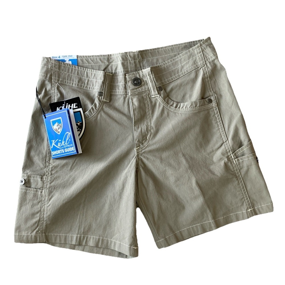 Kuhl Free Range Shorts Women Sz 4 New 6" Inseam Rydr Rise Khaki Hiking Gorpcore